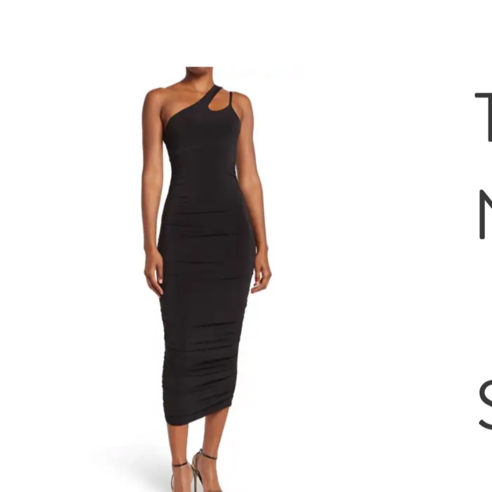 brand new with tags black rushed one shoulder dress sz Large